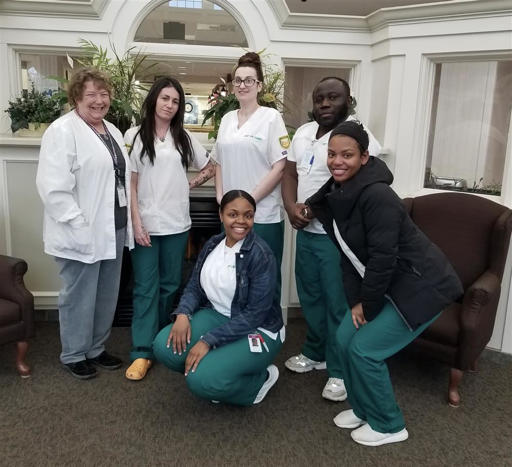 LPN students with an Instructor at a clinical site